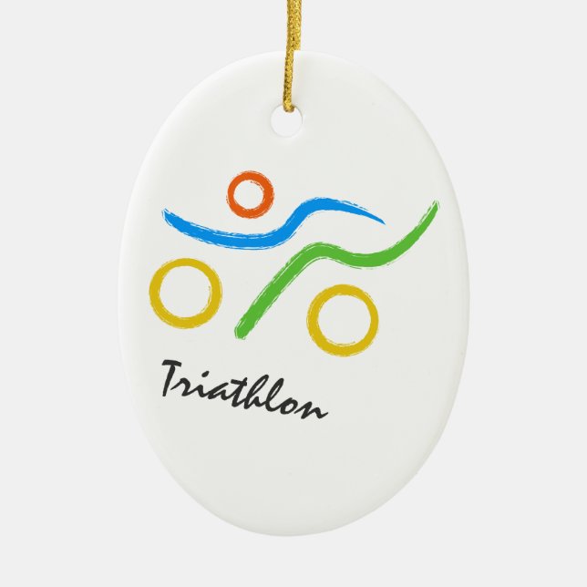 Ornamento De Cerâmica Logotipo Triathlon (Frente)