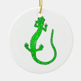 Ornamento De Cerâmica Logotipo verde da salamandra