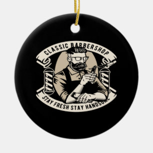 Ornamento De Cerâmica loja de barbearia clássica fique fresco fique bon