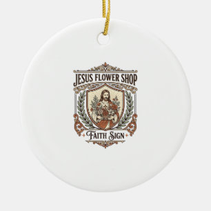 Ornamento De Cerâmica Loja de Flores Jesus Sinal de Fé Loja de Flores Je