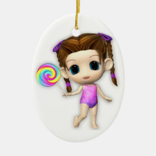 Ornamento De Cerâmica Lollipop Girl Cutie