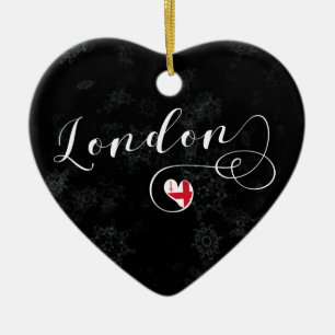 Ornamento De Cerâmica London Heart, Christmas Tree Ornament, Inglaterra