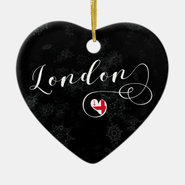 Ornamento De Cerâmica London Heart, Christmas Tree Ornament, Inglaterra (Frente)