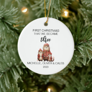 Ornamento De Cerâmica Londras de Natal Família de Três