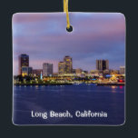 Ornamento De Cerâmica Long Beach California<br><div class="desc">Long Beach California à noite do navio Queen Mary.</div>