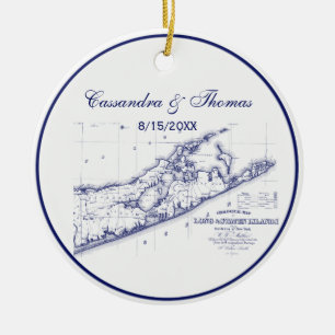 Ornamento De Cerâmica Long Island o mapa VC de Hamptons