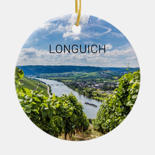 Ornamento De Cerâmica Longuich Vinhedo Moselle Panorama Alemanha (Frente)