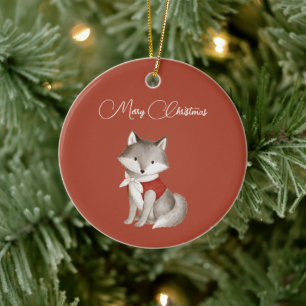 Ornamento De Cerâmica Lontra de Natal Vermelha Esquilo
