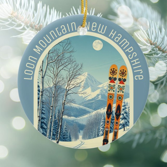 Ornamento De Cerâmica Loon Mountain New Hampshire ski souvenir  (Criador carregado)