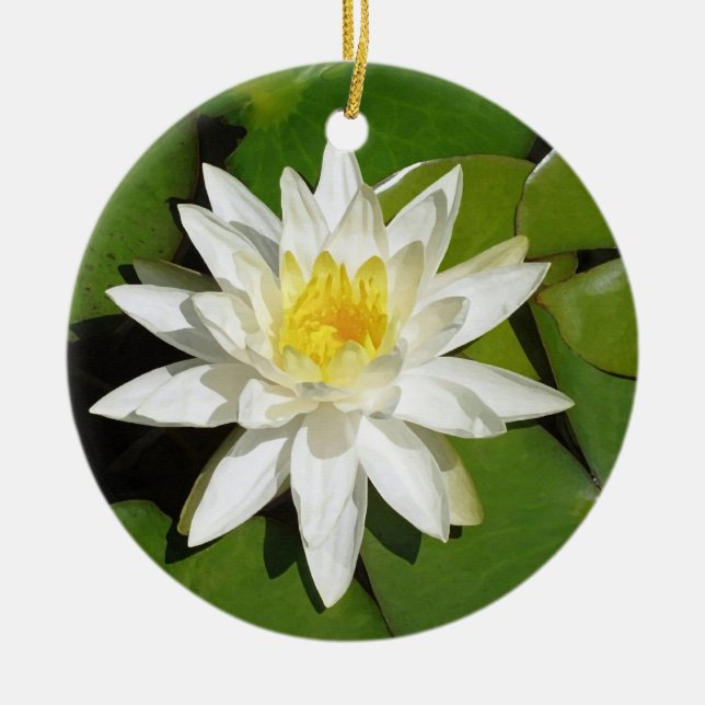 Ornamento De Cerâmica Lotus Branco (Frente)