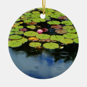 Ornamento De Cerâmica Lótus rosa na chuva