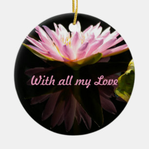 Ornamento De Cerâmica Lótus Rosa Waterlily "Com Todo O Meu Amor"