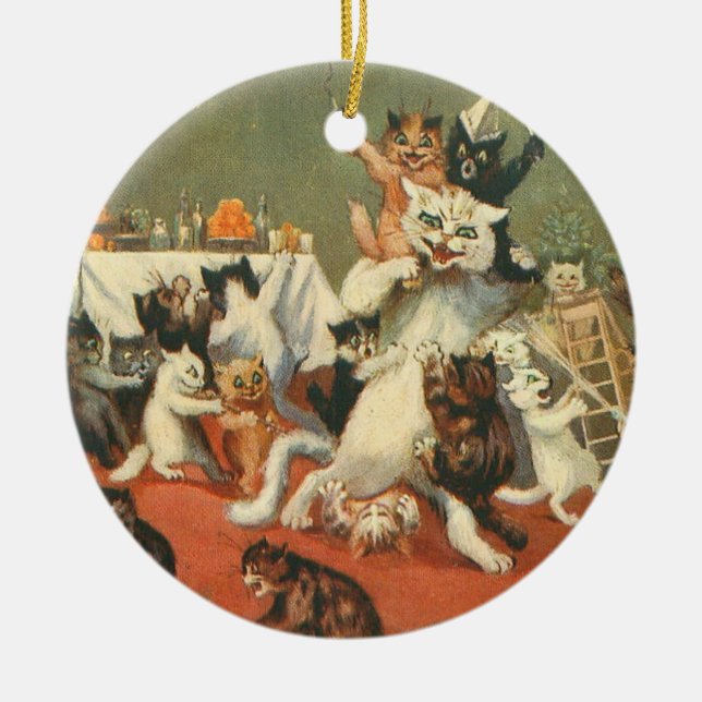 Ornamento De Cerâmica Louis Wain Felry Natal (Frente)
