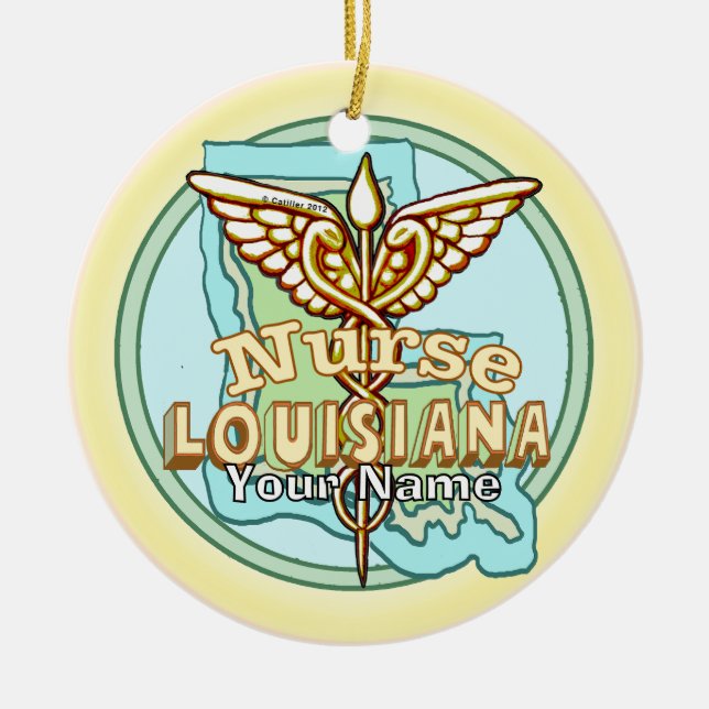 Ornamento De Cerâmica Louisiana Caduceus Nurse  (Frente)