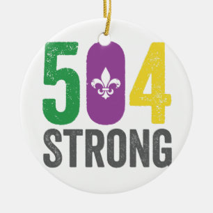 Ornamento De Cerâmica Louisiana Forte 504 NOLA Forte Carnaval de Mardi G