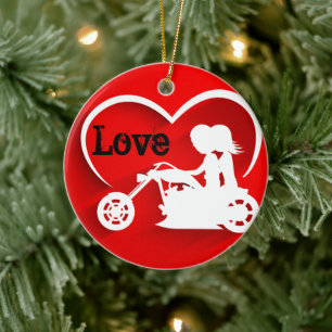 Ornamento De Cerâmica LOVE de motocicleta personalizado em Casal