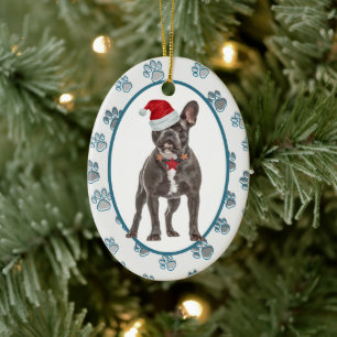 Ornamento De Cerâmica Love Deixa Pawprint Francês Buldogue