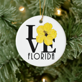 Ornamento De Cerâmica LOVE Florida (hibisco amarelo)