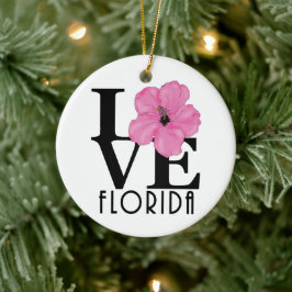 Ornamento De Cerâmica LOVE Florida (hibisco rosa)
