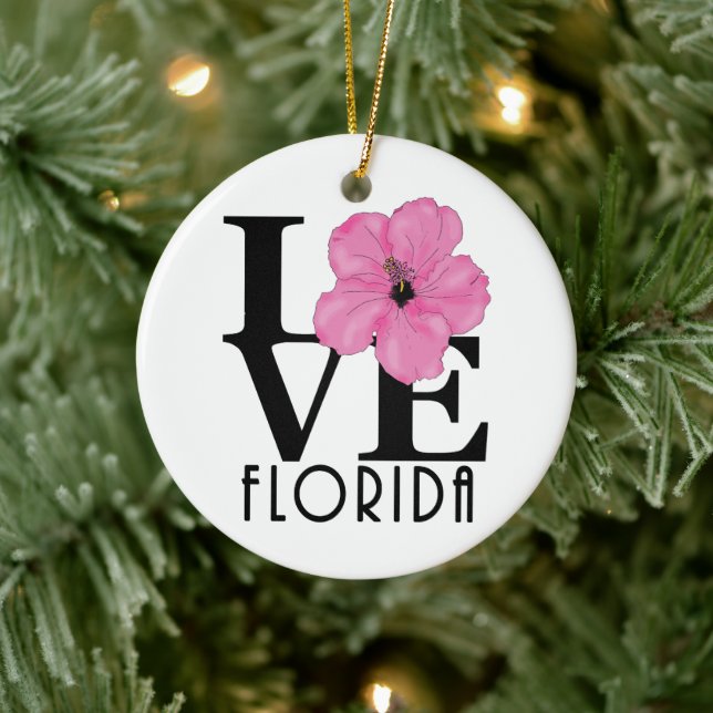 Ornamento De Cerâmica LOVE Florida (hibisco rosa) (Árvore)
