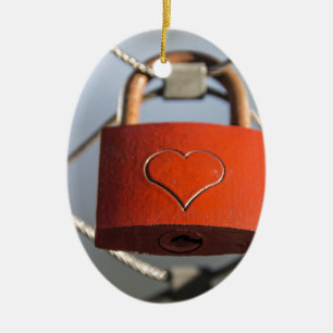 Ornamento De Cerâmica Love Heart Padlock