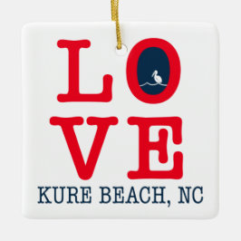 Ornamento De Cerâmica Love Kure Beach, NC Christmas