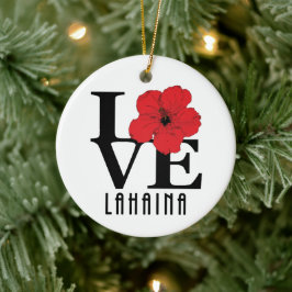 Ornamento De Cerâmica LOVE Lahaina Red Hibiscus