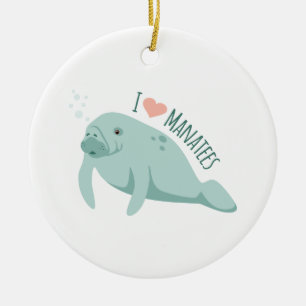 Ornamento De Cerâmica Love Manatees
