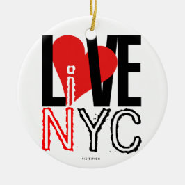 Ornamento De Cerâmica Love NYC Live In NYC Ornament Black White