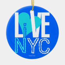 Ornamento De Cerâmica Love NYC Live In NYC Ornament Blue Green