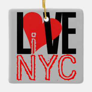 Ornamento De Cerâmica Love NYC Live In NYC Square Ornament