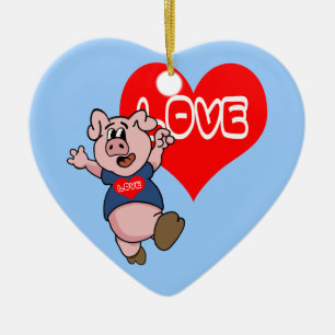 Ornamento De Cerâmica Love Piggy