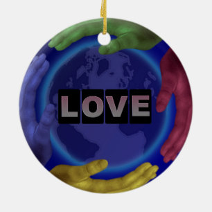 Ornamento De Cerâmica Love Round Ornament