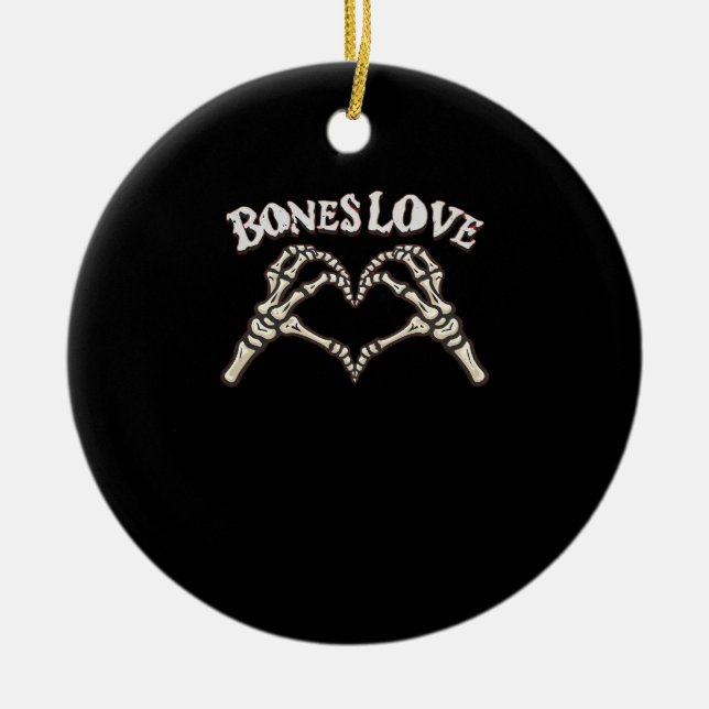 Ornamento De Cerâmica Love Skeleton Hand Classic (Frente)