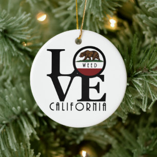 Ornamento De Cerâmica LOVE Weed California