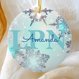 Ornamento De Cerâmica LPN (Cute Ice Blue Snowflake)