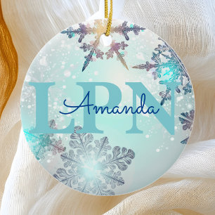 Ornamento De Cerâmica LPN (Cute Ice Blue Snowflake)