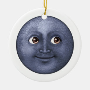 Ornamento De Cerâmica Lua Azul Escura - Emoji