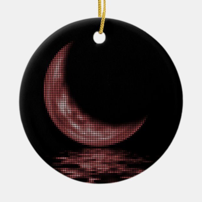 Ornamento De Cerâmica Lua crescente da reflexão no vermelho do lago (Frente)