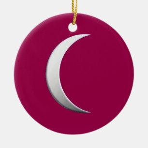 Ornamento De Cerâmica Lua da crista prateada - fundo com arbustos