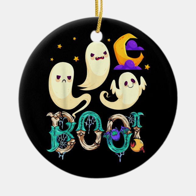 Ornamento De Cerâmica Lua de Halloween 40 (Frente)