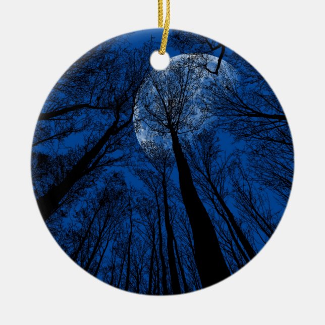 Ornamento De Cerâmica Lua no Céu Noturno (Frente)