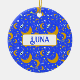 Ornamento De Cerâmica Luas de Crescente Amarelo disparando sobre os fogu