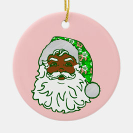 Ornamento De Cerâmica luau pink christmas hawaiian african black santa 