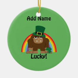 Ornamento De Cerâmica Lucky Bigfoot Leprechaun