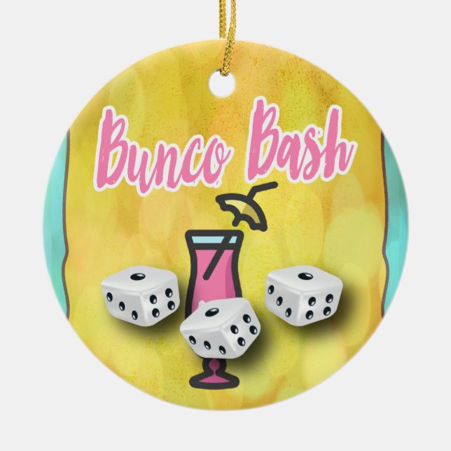 Ornamento De Cerâmica Lucky Dice Bunco Bash (Frente)