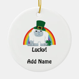 Ornamento De Cerâmica Lucky Yeti Leprechaun