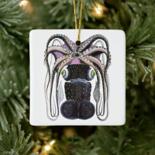 Ornamento De Cerâmica Lula ou polvo gigante da Vintage, animal da marinh