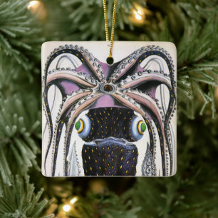 Ornamento De Cerâmica Lula ou polvo gigante da Vintage, animal da marinh