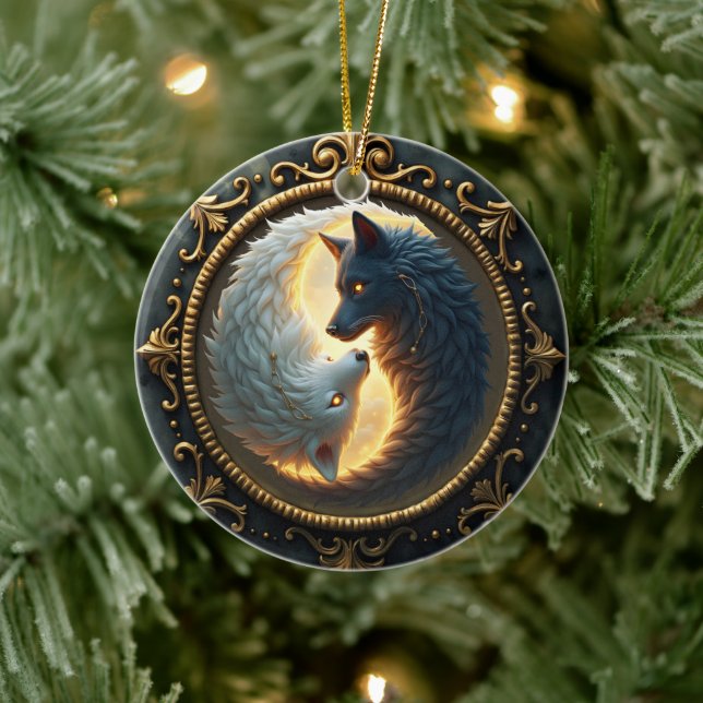 Ornamento De Cerâmica Lunar Balance – Where Shadows Embrace the Light.  (Árvore)